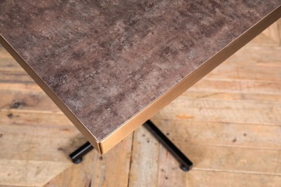aged brass square restaurant table